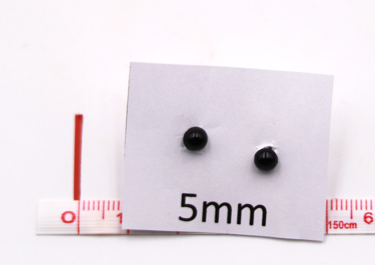 Yeux de sécurité plastique rond 5 mm - Coloris noir (la paire